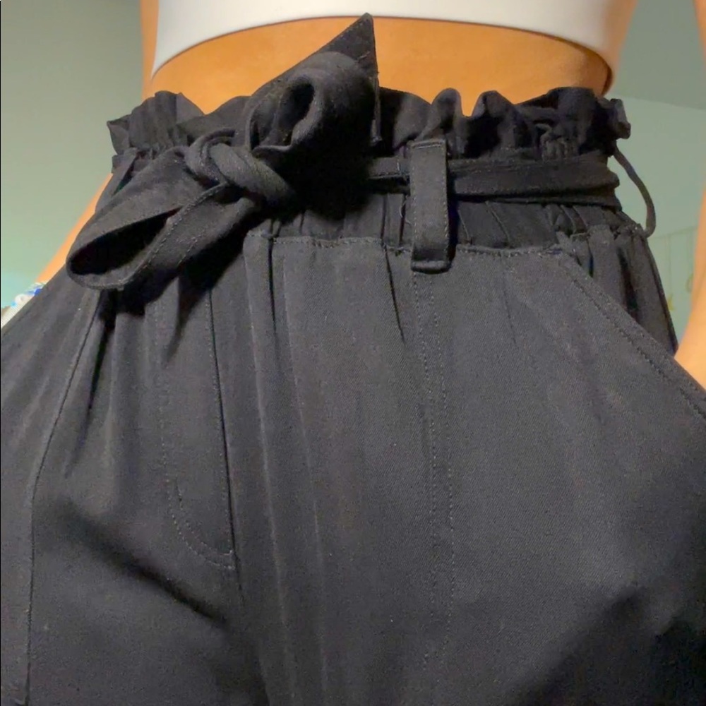high-waisted rayon trousers